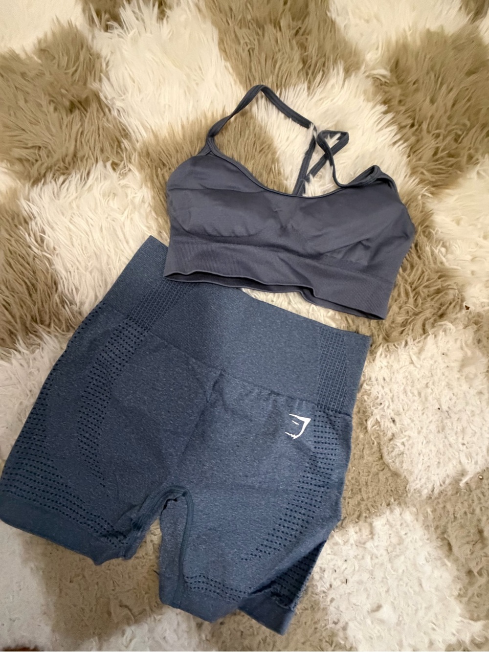 Gymshark Seamless Dark Gray Sports Bra & High-Waist Shorts Set